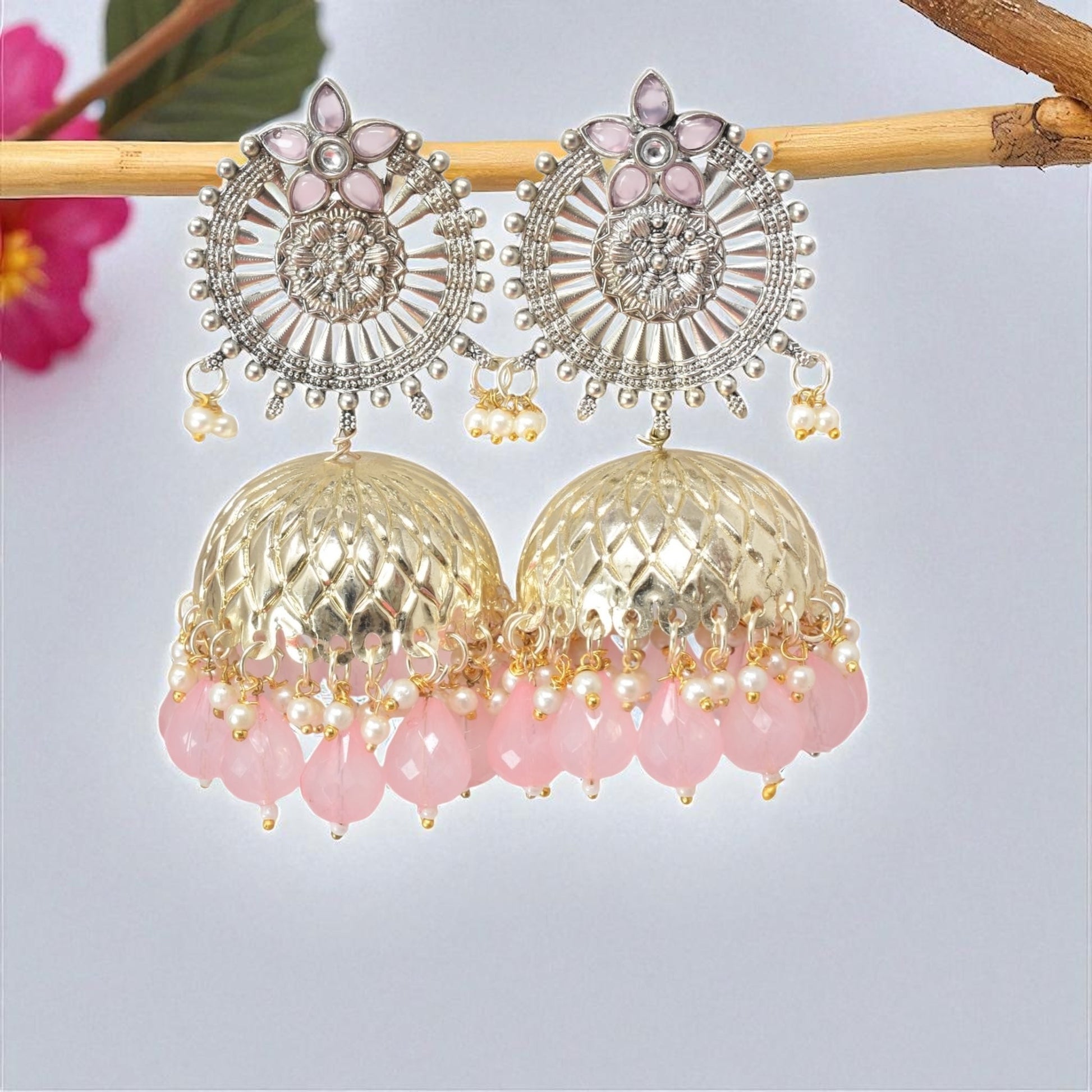 oxidised earring, german silver earrings, silver jhumka earring for women, oxidised jhumka for women, jhumka for women, traditional jhumka for women, Navratri earrings, Navratri jewellery, jhumka