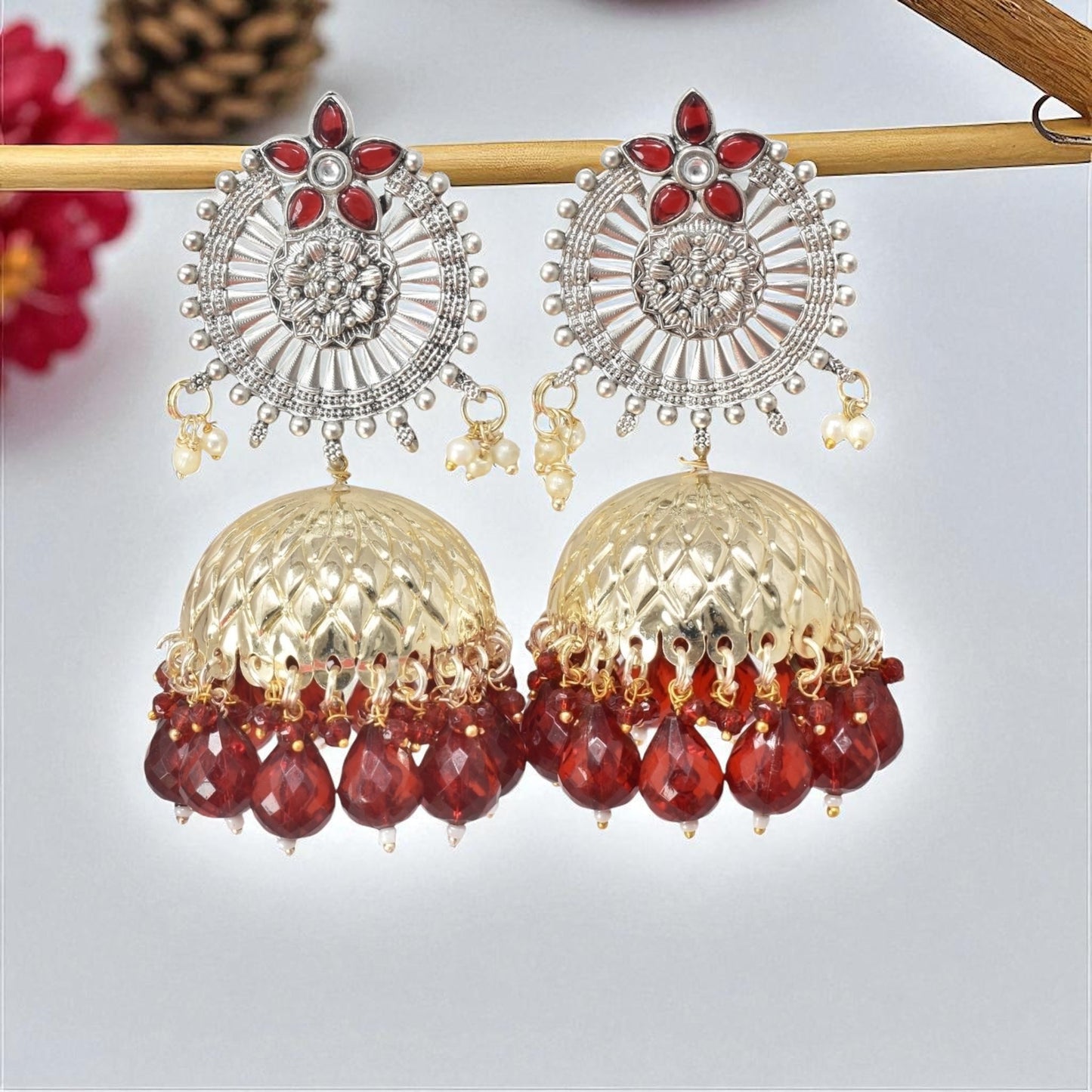 oxidised earring, german silver earrings, silver jhumka earring for women, oxidised jhumka for women, jhumka for women, traditional jhumka for women, Navratri earrings, Navratri jewellery, jhumka