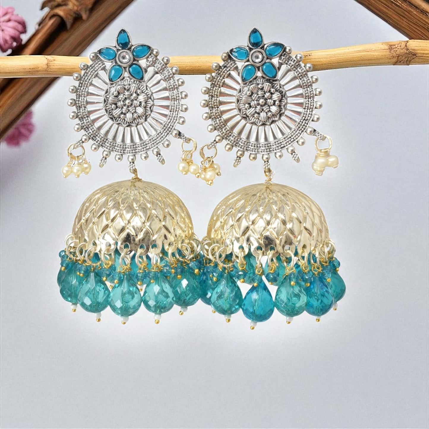 oxidised earring, german silver earrings, silver jhumka earring for women, oxidised jhumka for women, jhumka for women, traditional jhumka for women, Navratri earrings, Navratri jewellery, jhumka