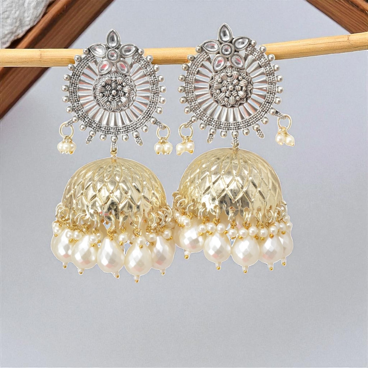 oxidised earring, german silver earrings, silver jhumka earring for women, oxidised jhumka for women, jhumka for women, traditional jhumka for women, Navratri earrings, Navratri jewellery, jhumka