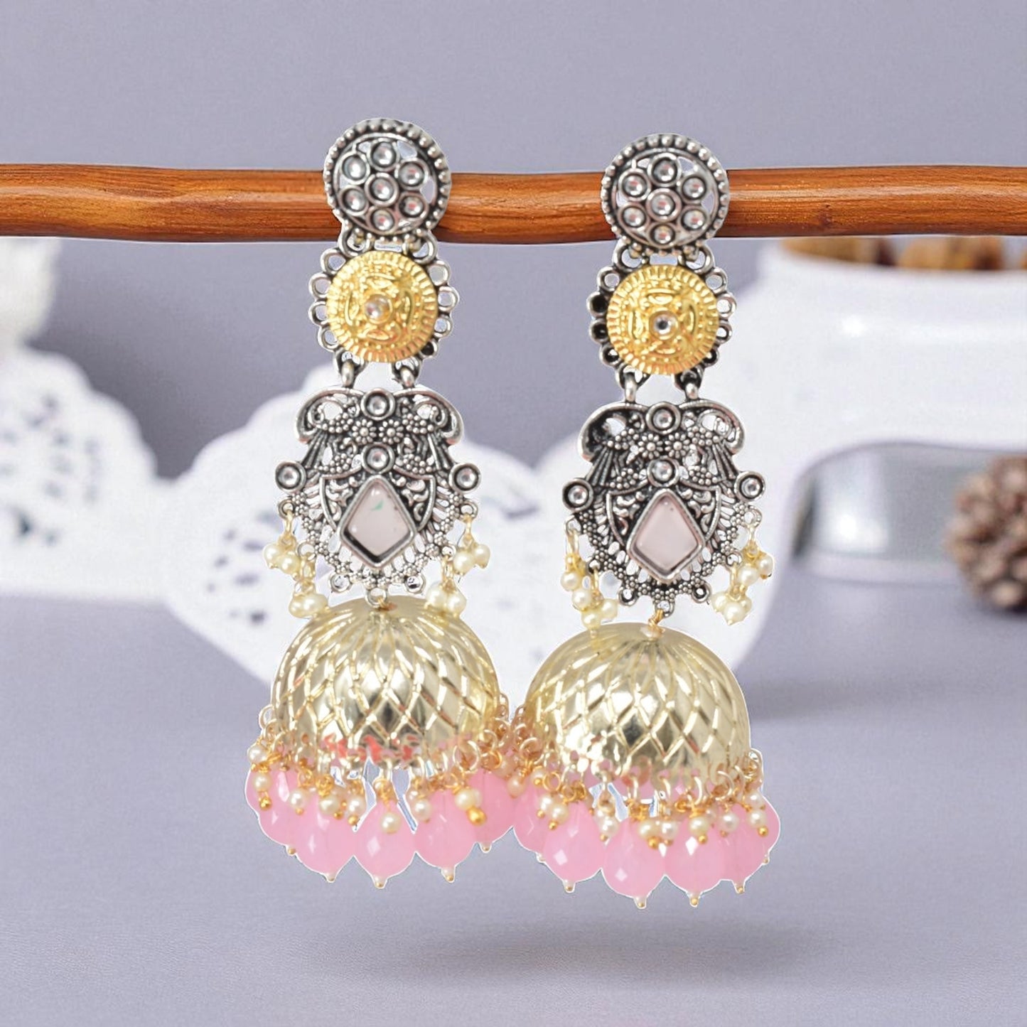 oxidised earring, german silver earrings, silver jhumka earring for women, oxidised jhumka for women, jhumka for women, traditional jhumka for women, Navratri earrings, Navratri jewellery, jhumka