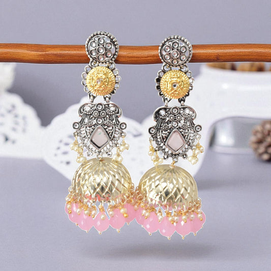 oxidised earring, german silver earrings, silver jhumka earring for women, oxidised jhumka for women, jhumka for women, traditional jhumka for women, Navratri earrings, Navratri jewellery, jhumka