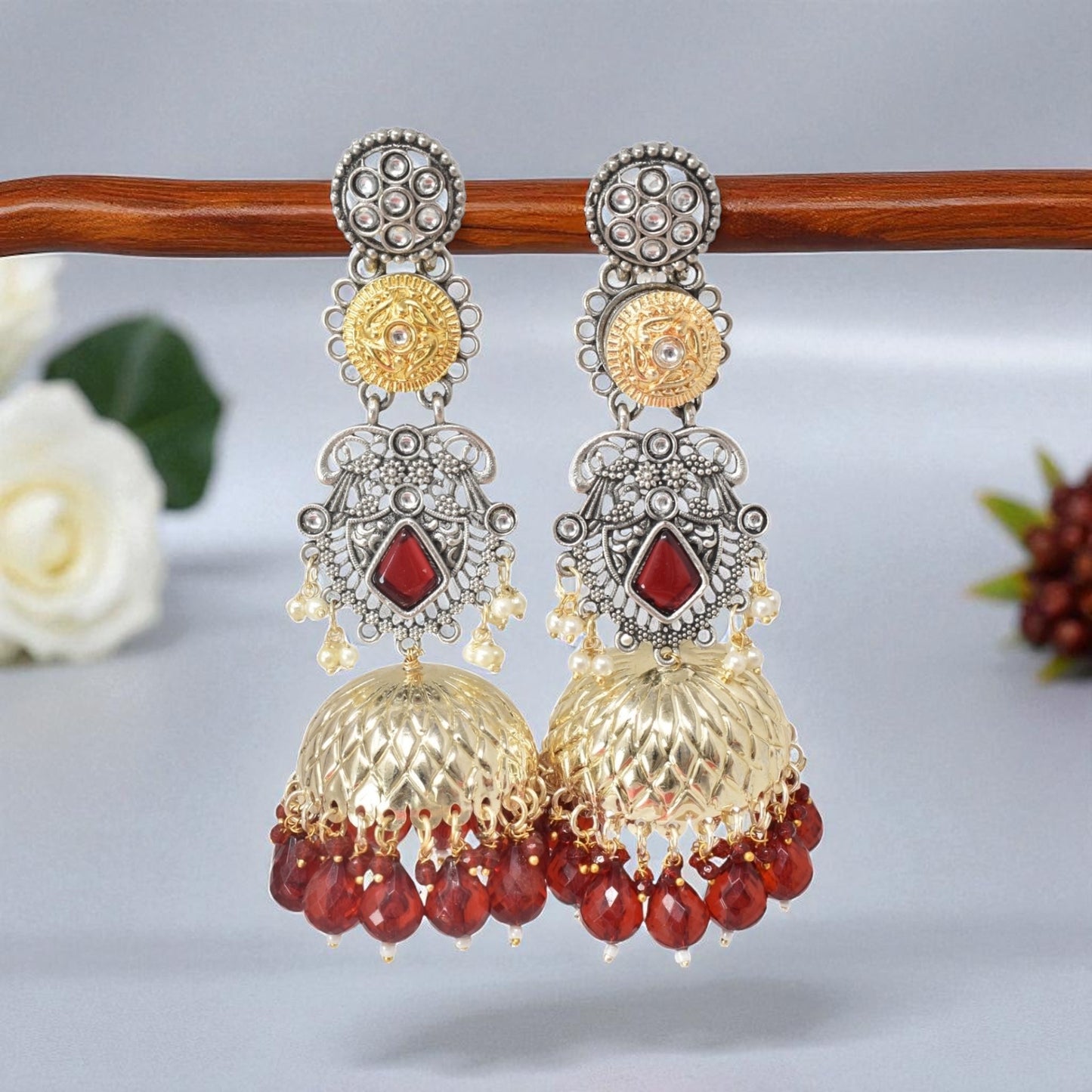 oxidised earring, german silver earrings, silver jhumka earring for women, oxidised jhumka for women, jhumka for women, traditional jhumka for women, Navratri earrings, Navratri jewellery, jhumka