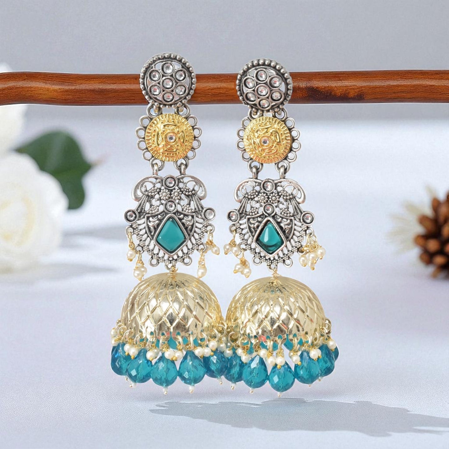 oxidised earring, german silver earrings, silver jhumka earring for women, oxidised jhumka for women, jhumka for women, traditional jhumka for women, Navratri earrings, Navratri jewellery, jhumka