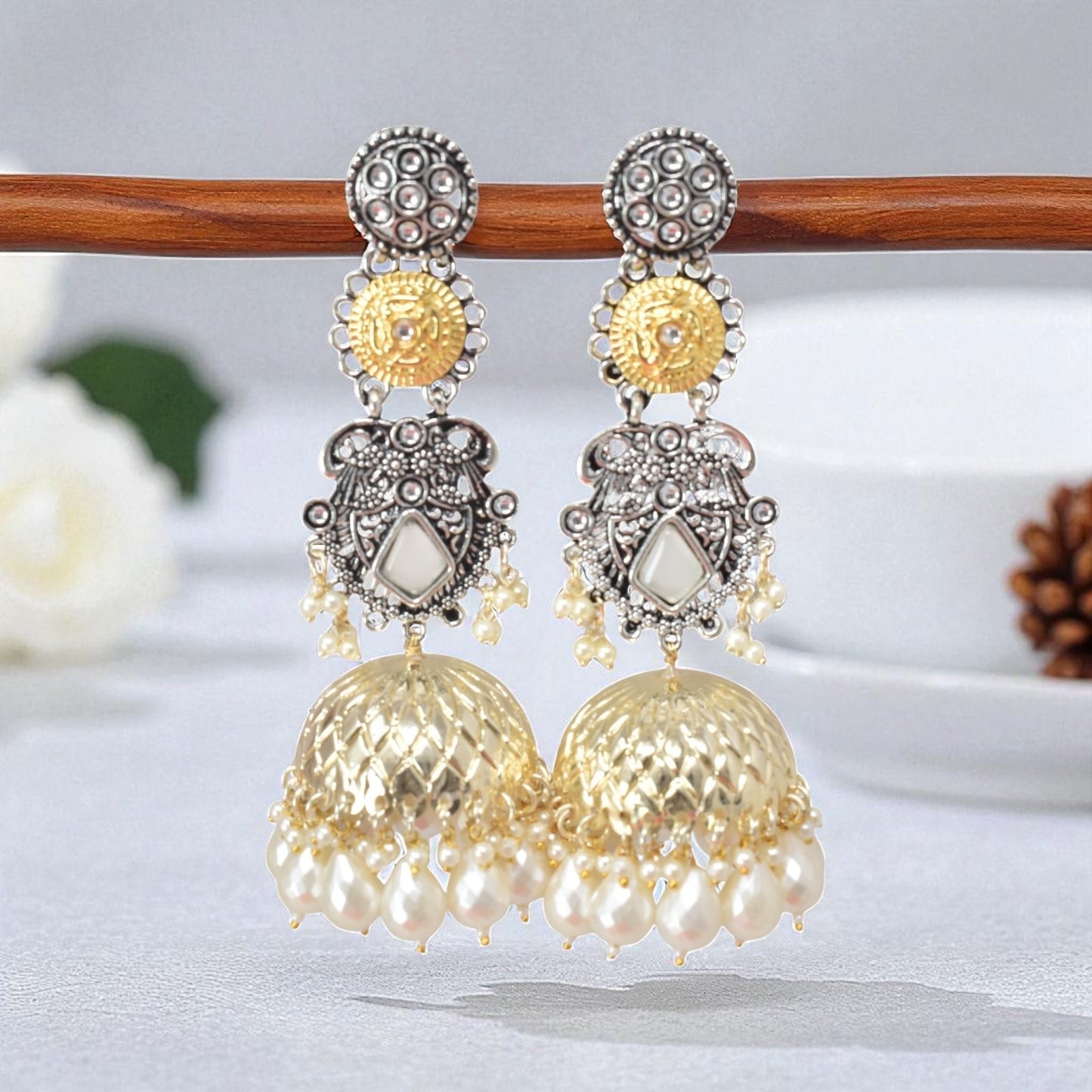 oxidised earring, german silver earrings, silver jhumka earring for women, oxidised jhumka for women, jhumka for women, traditional jhumka for women, Navratri earrings, Navratri jewellery, jhumka