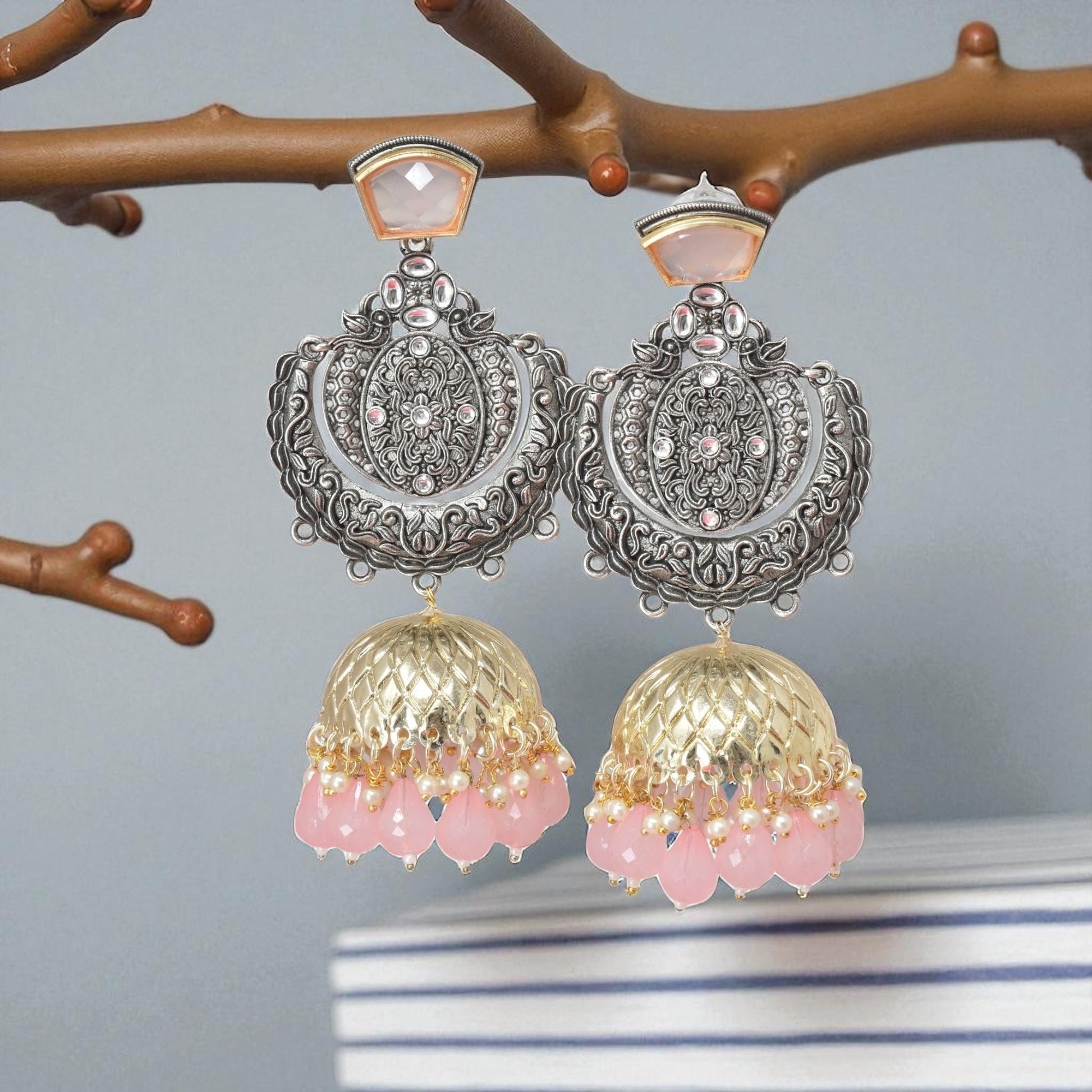 oxidised earring, german silver earrings, silver jhumka earring for women, oxidised jhumka for women, jhumka for women, traditional jhumka for women, Navratri earrings, Navratri jewellery, jhumka