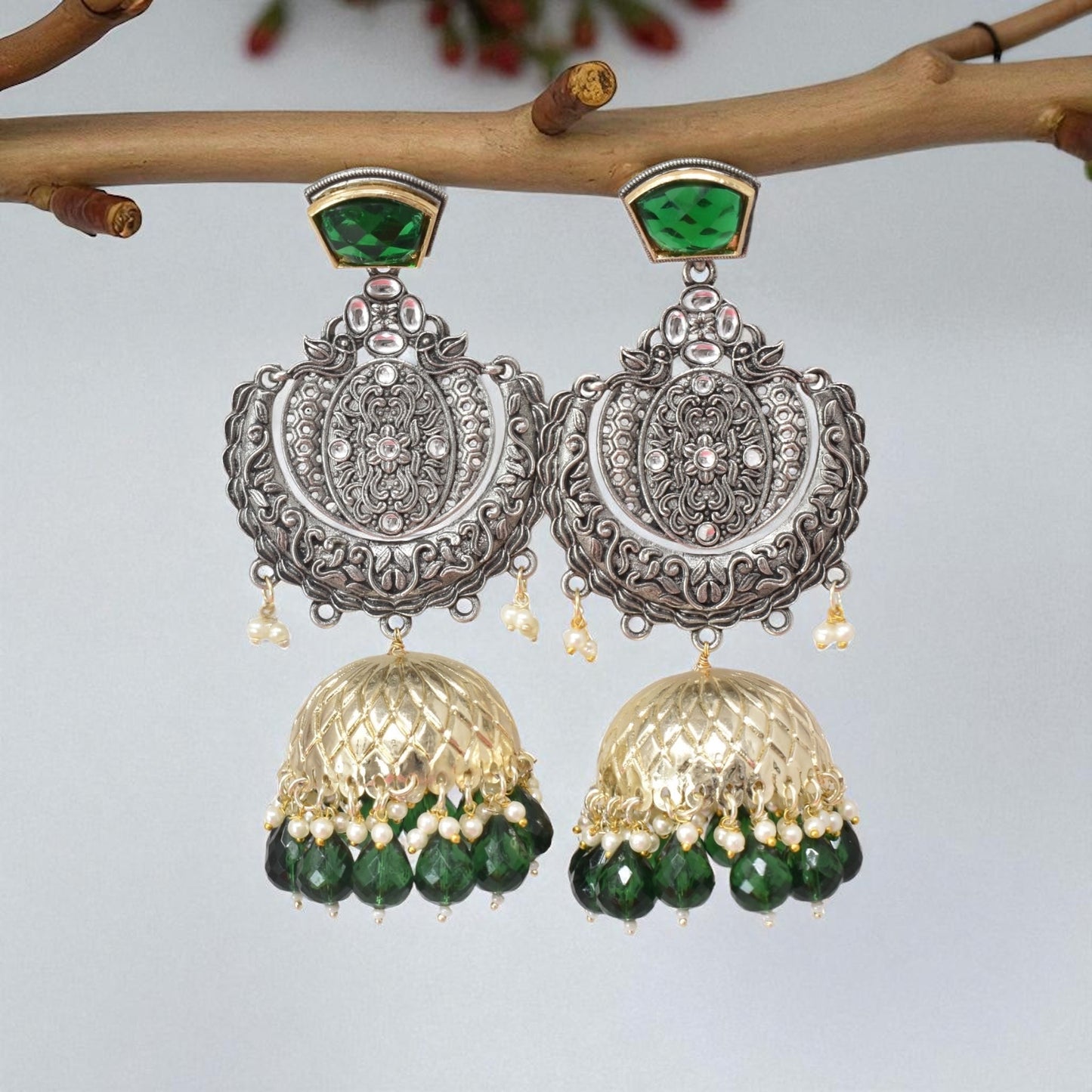 oxidised earring, german silver earrings, silver jhumka earring for women, oxidised jhumka for women, jhumka for women, traditional jhumka for women, Navratri earrings, Navratri jewellery, jhumka