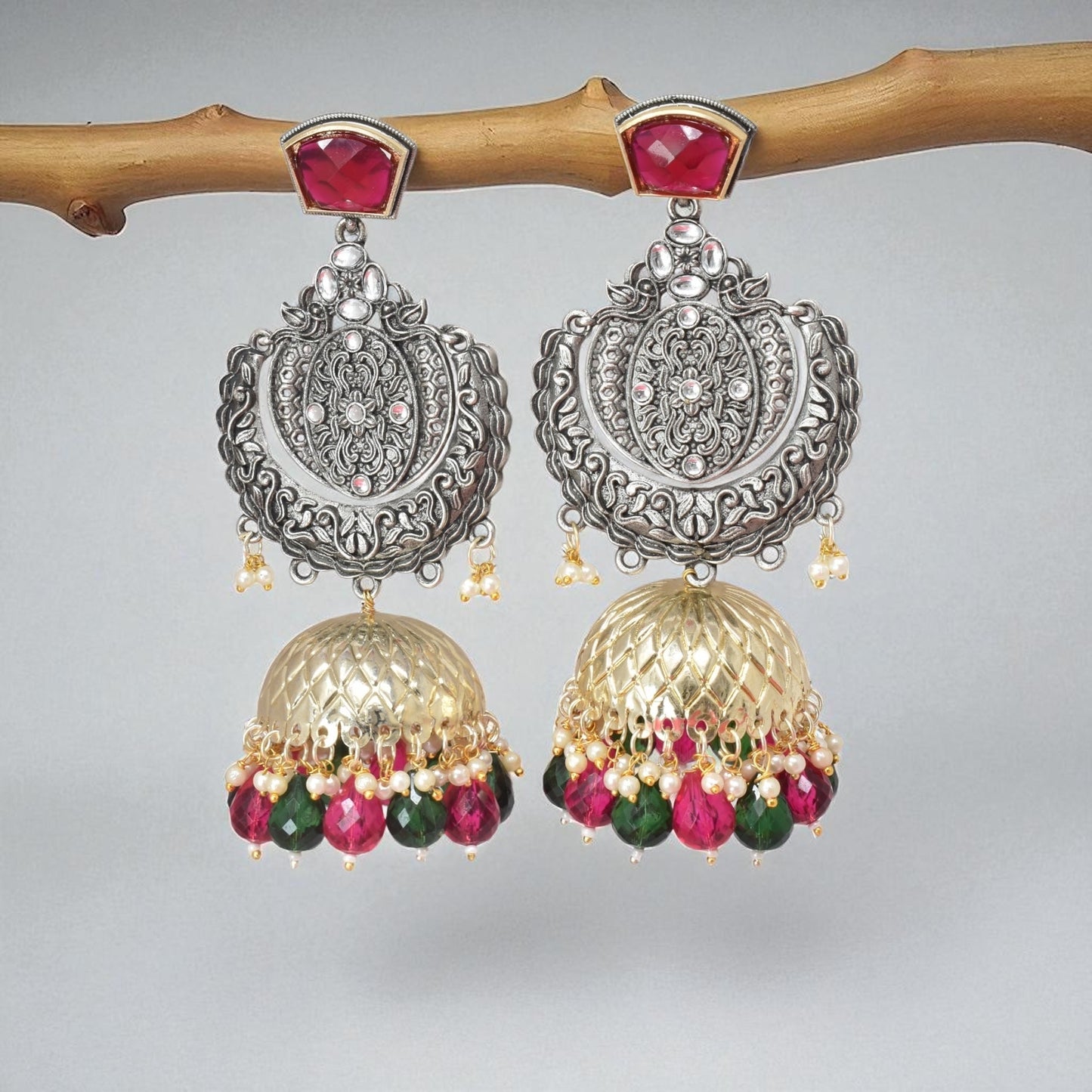 oxidised earring, german silver earrings, silver jhumka earring for women, oxidised jhumka for women, jhumka for women, traditional jhumka for women, Navratri earrings, Navratri jewellery, jhumka