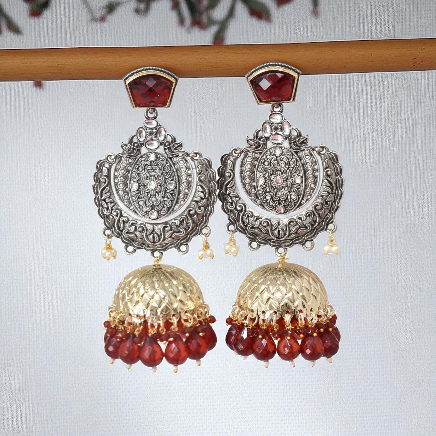 oxidised earring, german silver earrings, silver jhumka earring for women, oxidised jhumka for women, jhumka for women, traditional jhumka for women, Navratri earrings, Navratri jewellery, jhumka