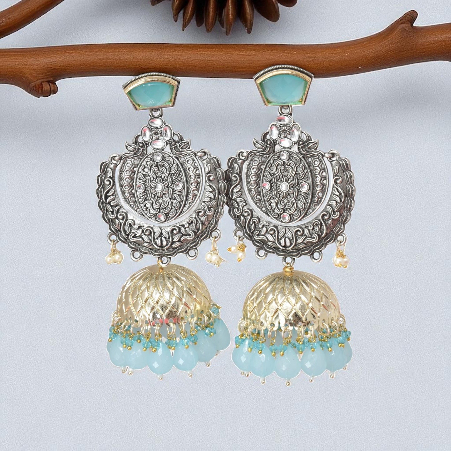 oxidised earring, german silver earrings, silver jhumka earring for women, oxidised jhumka for women, jhumka for women, traditional jhumka for women, Navratri earrings, Navratri jewellery, jhumka