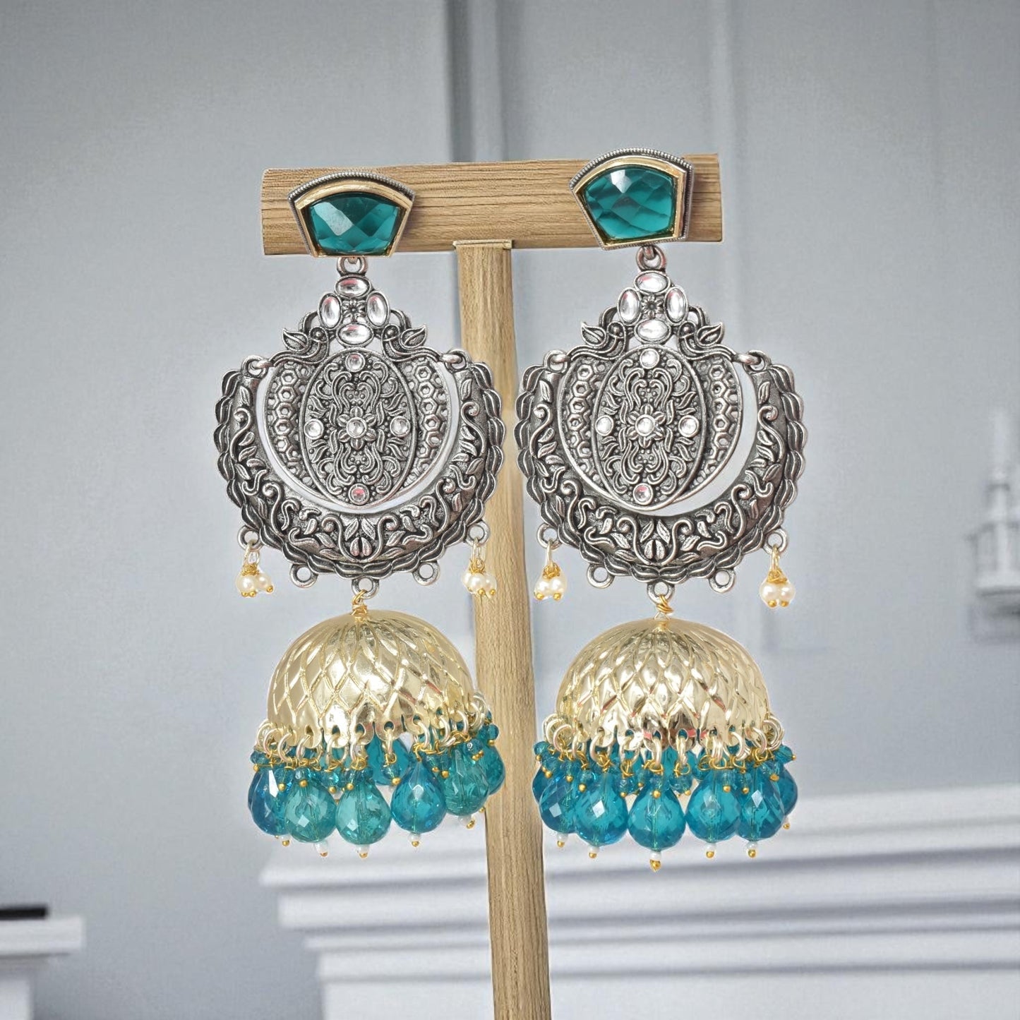 oxidised earring, german silver earrings, silver jhumka earring for women, oxidised jhumka for women, jhumka for women, traditional jhumka for women, Navratri earrings, Navratri jewellery, jhumka