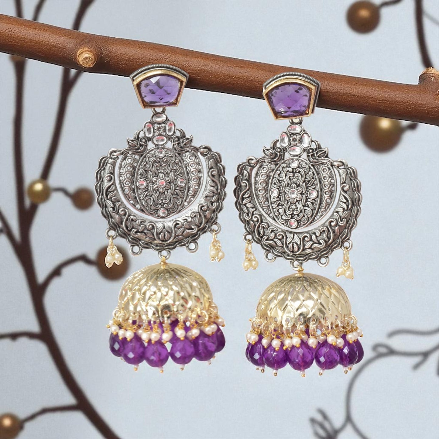 oxidised earring, german silver earrings, silver jhumka earring for women, oxidised jhumka for women, jhumka for women, traditional jhumka for women, Navratri earrings, Navratri jewellery, jhumka