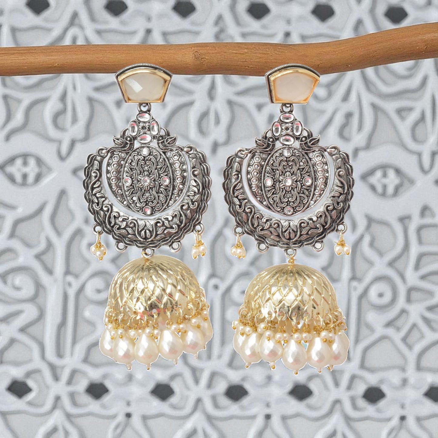 oxidised earring, german silver earrings, silver jhumka earring for women, oxidised jhumka for women, jhumka for women, traditional jhumka for women, Navratri earrings, Navratri jewellery, jhumka