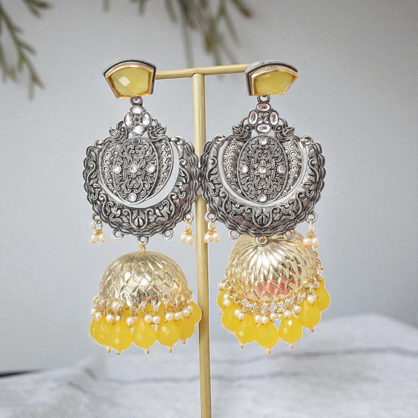 oxidised earring, german silver earrings, silver jhumka earring for women, oxidised jhumka for women, jhumka for women, traditional jhumka for women, Navratri earrings, Navratri jewellery, jhumka