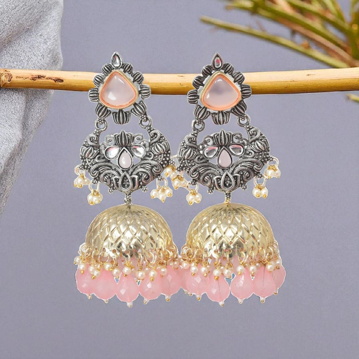 oxidised earring, german silver earrings, silver jhumka earring for women, oxidised jhumka for women, jhumka for women, traditional jhumka for women, Navratri earrings, Navratri jewellery, jhumka