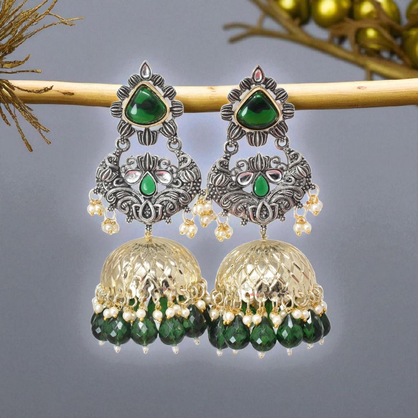 oxidised earring, german silver earrings, silver jhumka earring for women, oxidised jhumka for women, jhumka for women, traditional jhumka for women, Navratri earrings, Navratri jewellery, jhumka