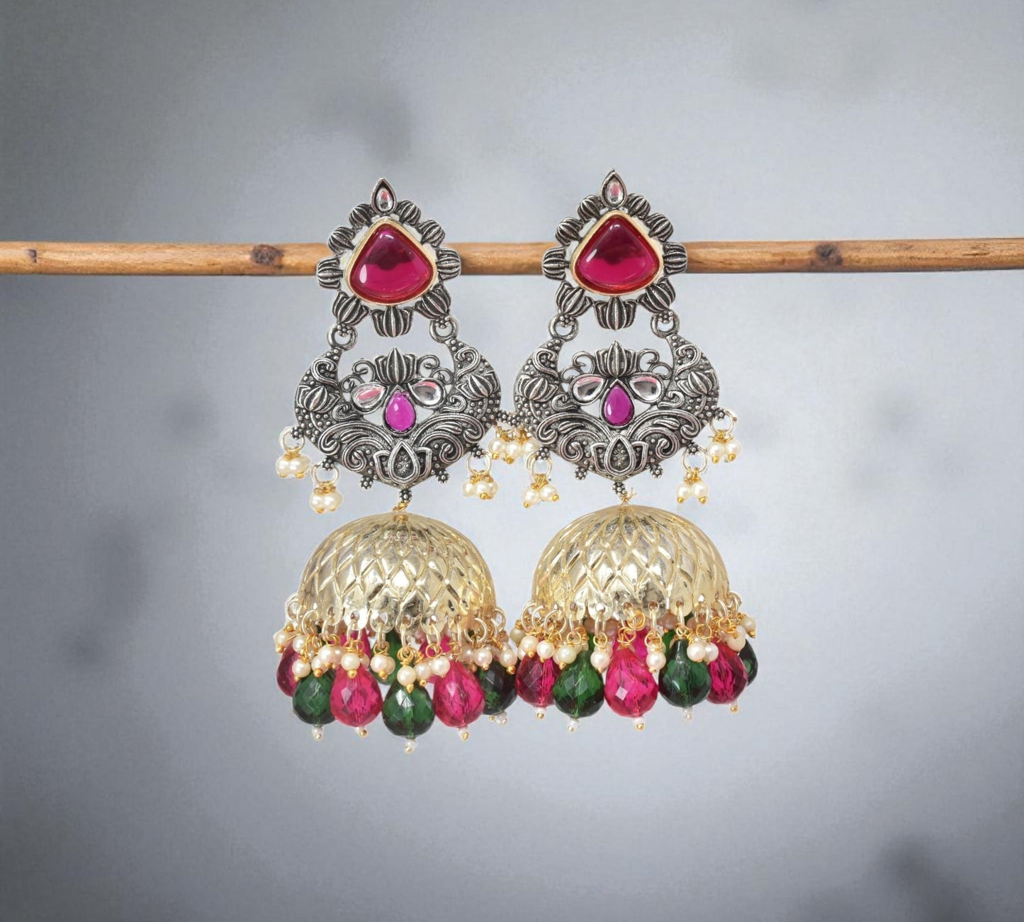 oxidised earring, german silver earrings, silver jhumka earring for women, oxidised jhumka for women, jhumka for women, traditional jhumka for women, Navratri earrings, Navratri jewellery, jhumka