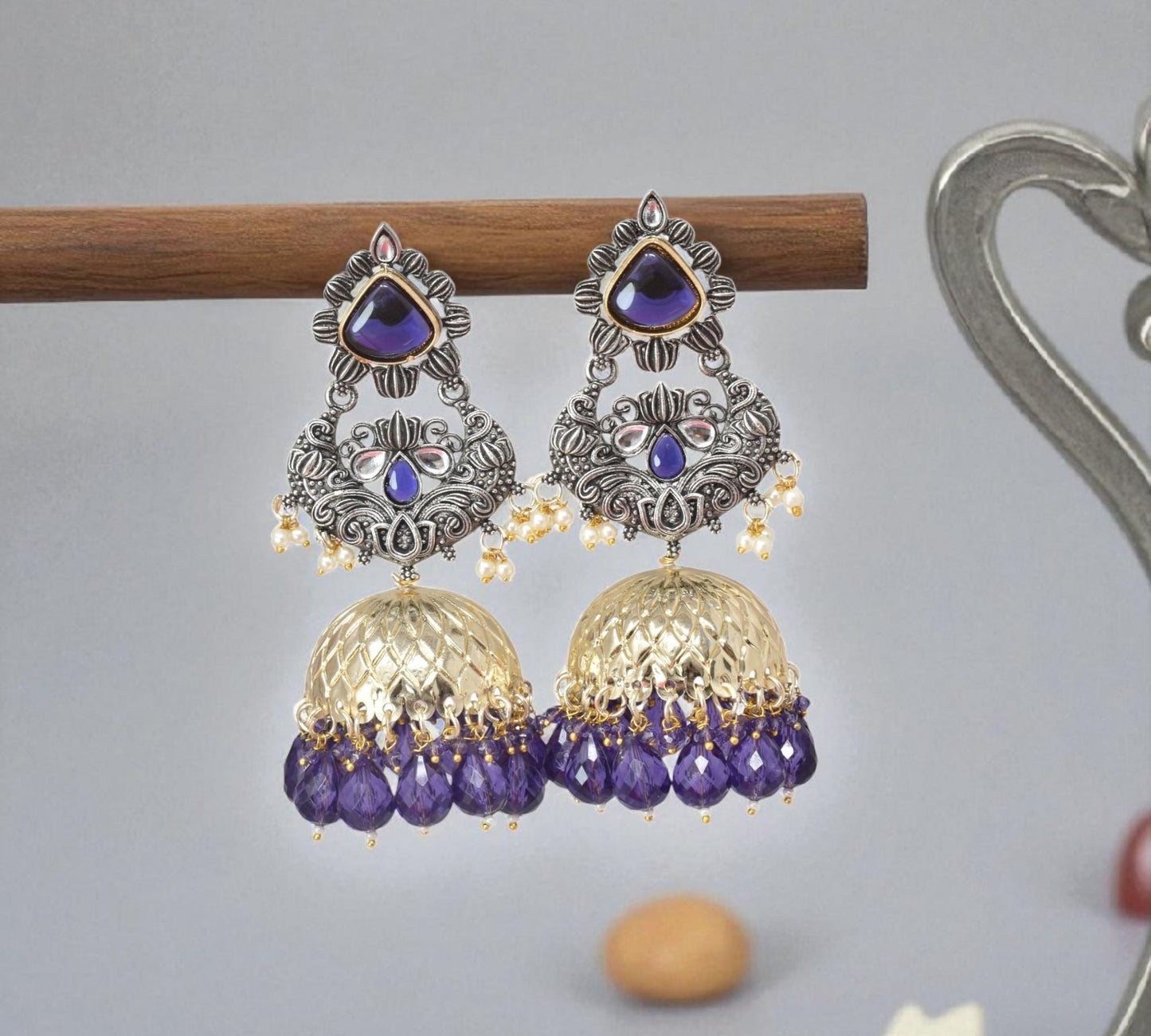 oxidised earring, german silver earrings, silver jhumka earring for women, oxidised jhumka for women, jhumka for women, traditional jhumka for women, Navratri earrings, Navratri jewellery, jhumka