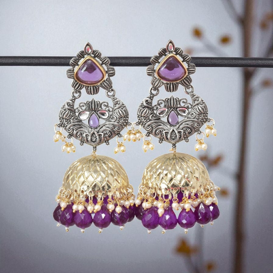 oxidised earring, german silver earrings, silver jhumka earring for women, oxidised jhumka for women, jhumka for women, traditional jhumka for women, Navratri earrings, Navratri jewellery, jhumka