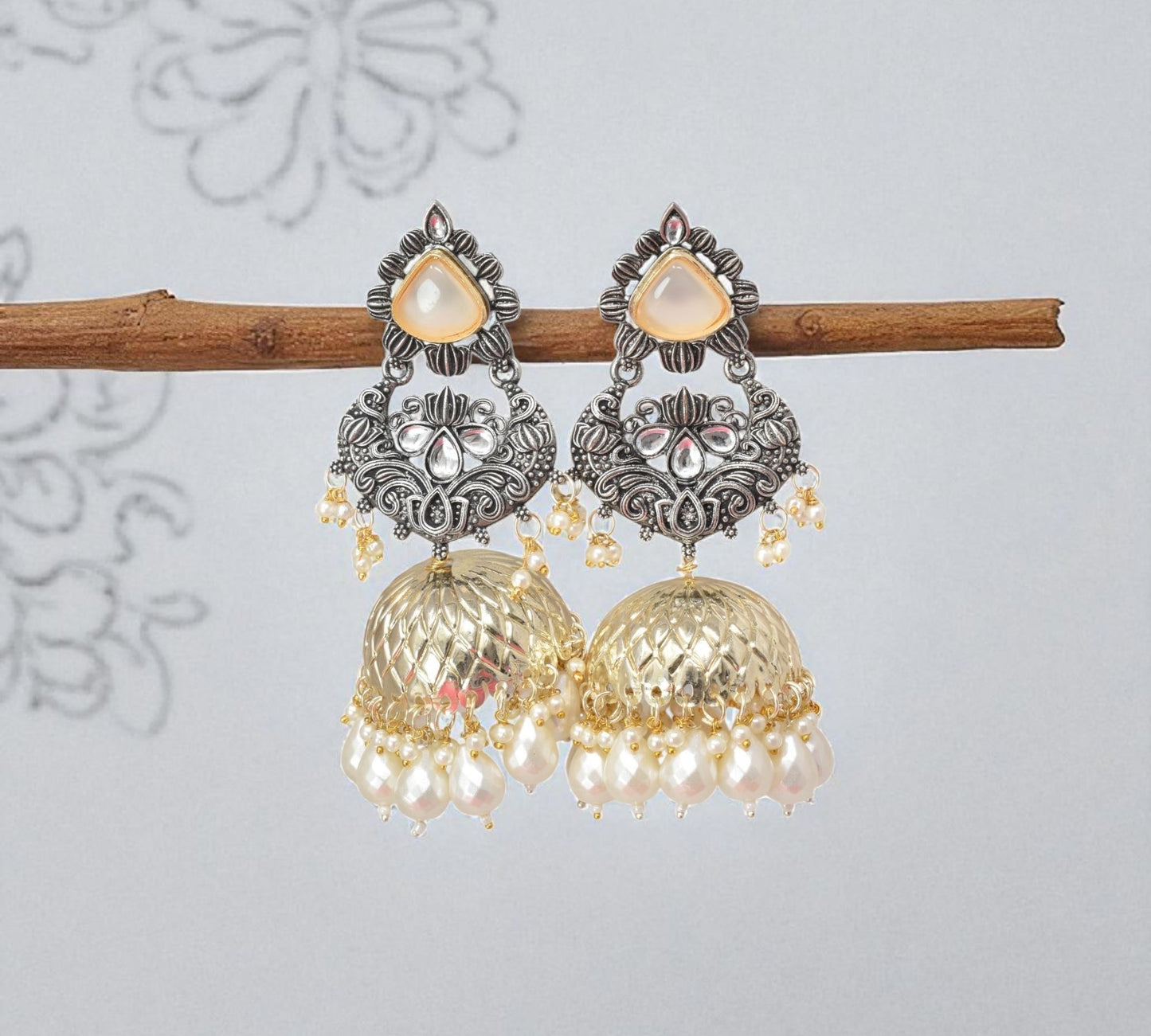 oxidised earring, german silver earrings, silver jhumka earring for women, oxidised jhumka for women, jhumka for women, traditional jhumka for women, Navratri earrings, Navratri jewellery, jhumka