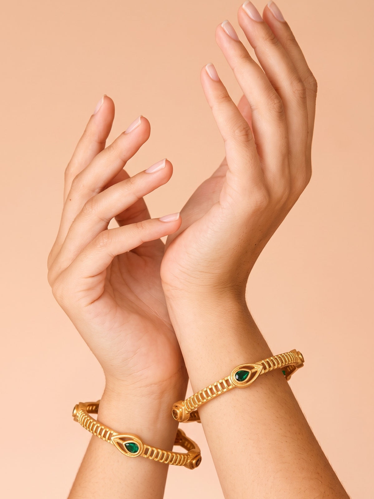 Premium Gold Finish Traditional Set of 2 Bangles for Women and Girls