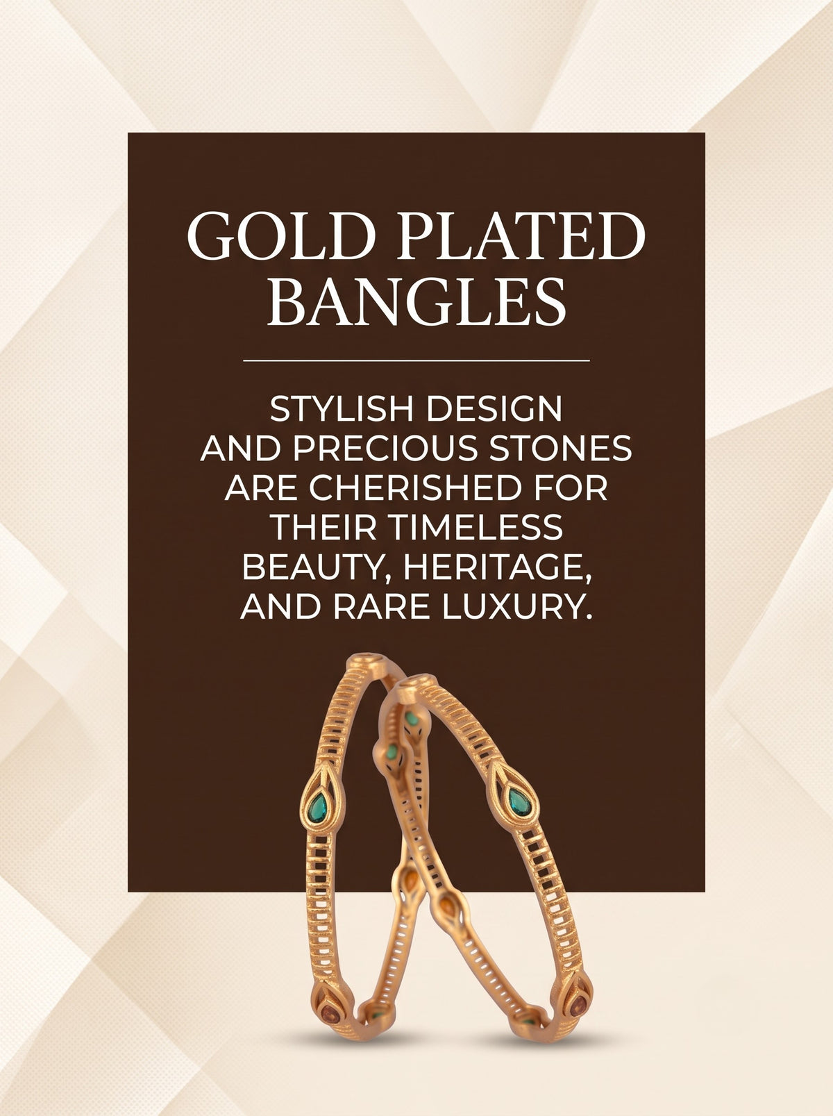 Premium Gold Finish Traditional Set of 2 Bangles for Women and Girls