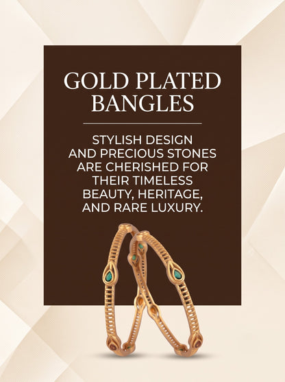 Premium Gold Finish Traditional Set of 2 Bangles for Women and Girls