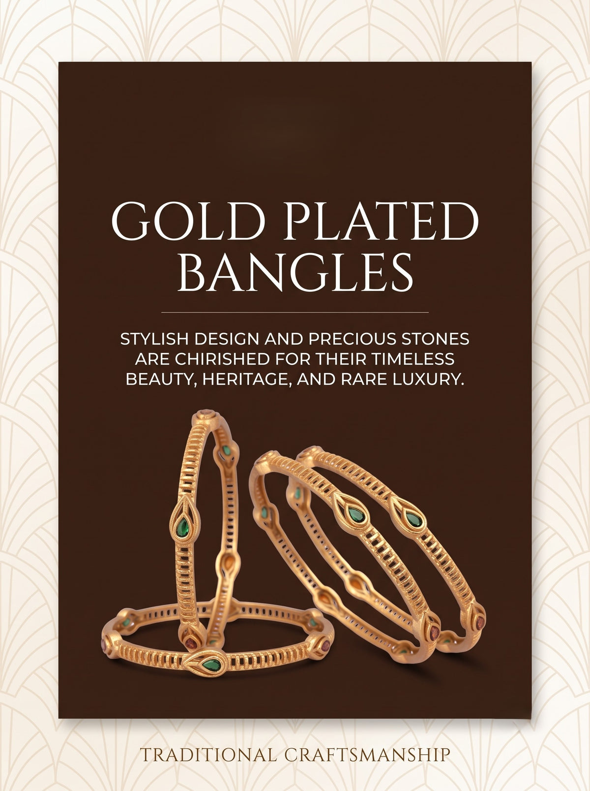 Premium Gold Finish Traditional Set of 4 Bangles for Women and Girls
