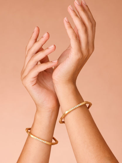 Premium Gold Finish Traditional Set of 2 Bangles for Women and Girls