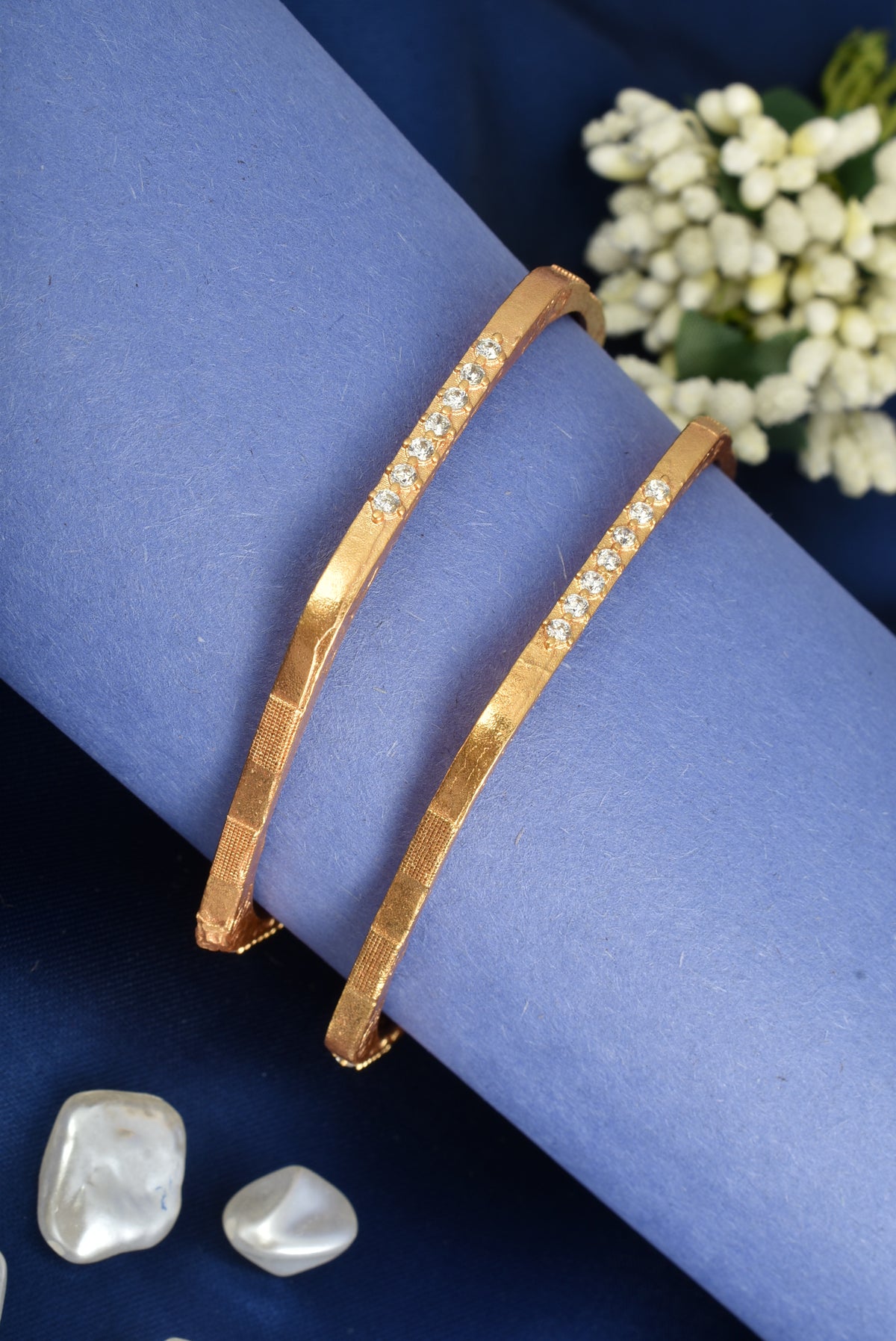 Premium Gold Finish Traditional Set of 2 Bangles for Women and Girls