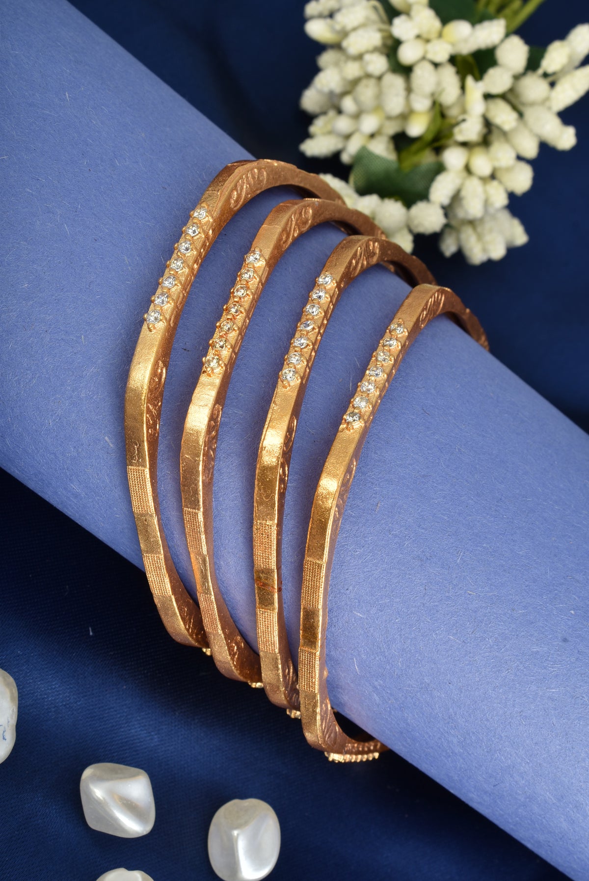 Premium Gold Finish Traditional Set of 4 Bangles for Women and Girls