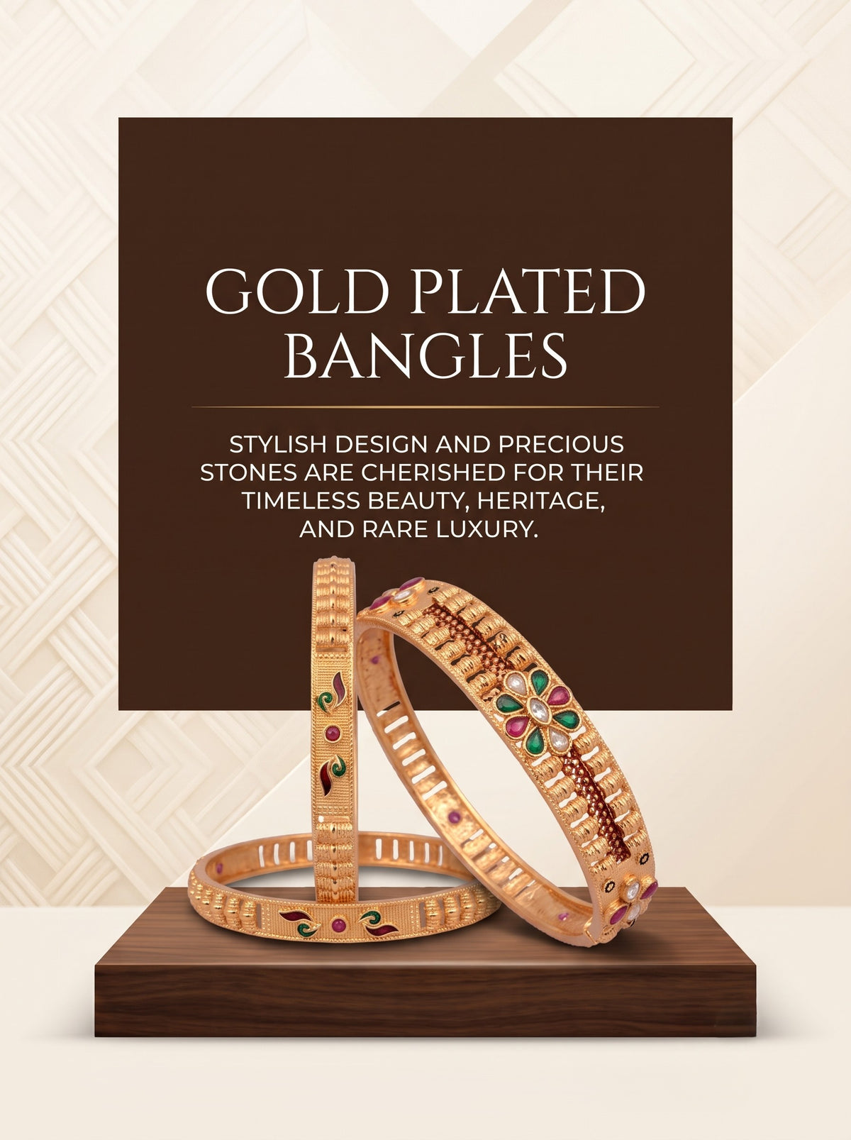 Premium Gold Finish Traditional set of 6 Bangles for Women and Girls