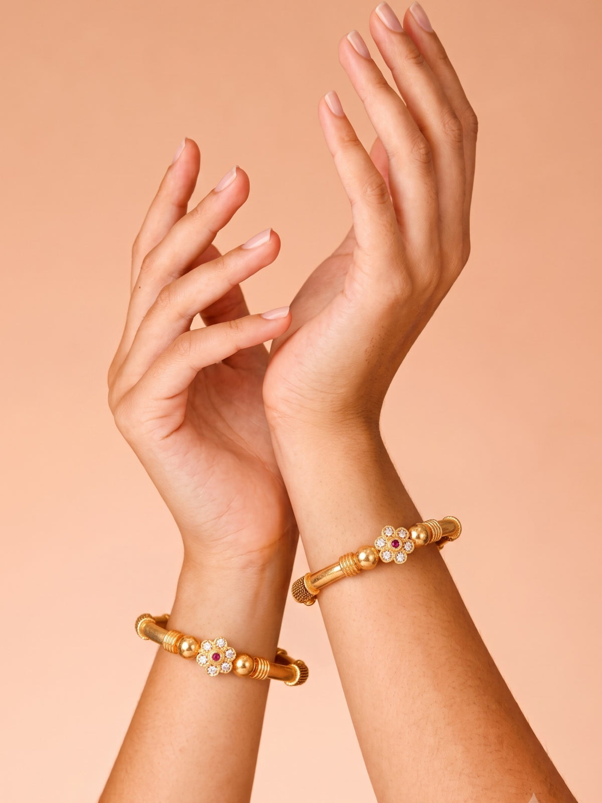 Premium Gold Finish Traditional Set of 2 Bangles for Women and Girls