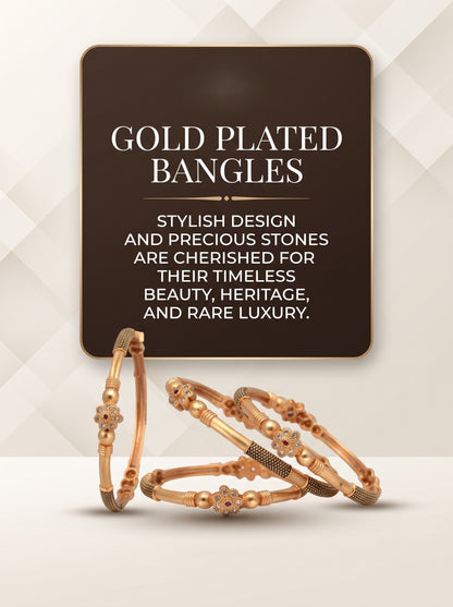 Premium Gold Finish Traditional Set of 4 Bangles for Women and Girls