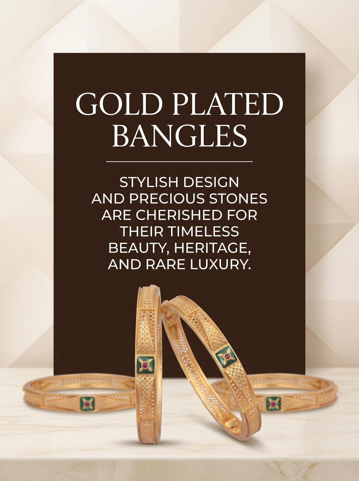 Premium Gold Finish Traditional Set of 4 Bangles for Women and Girls