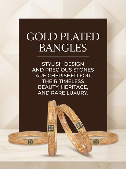 Premium Gold Finish Traditional Set of 4 Bangles for Women and Girls