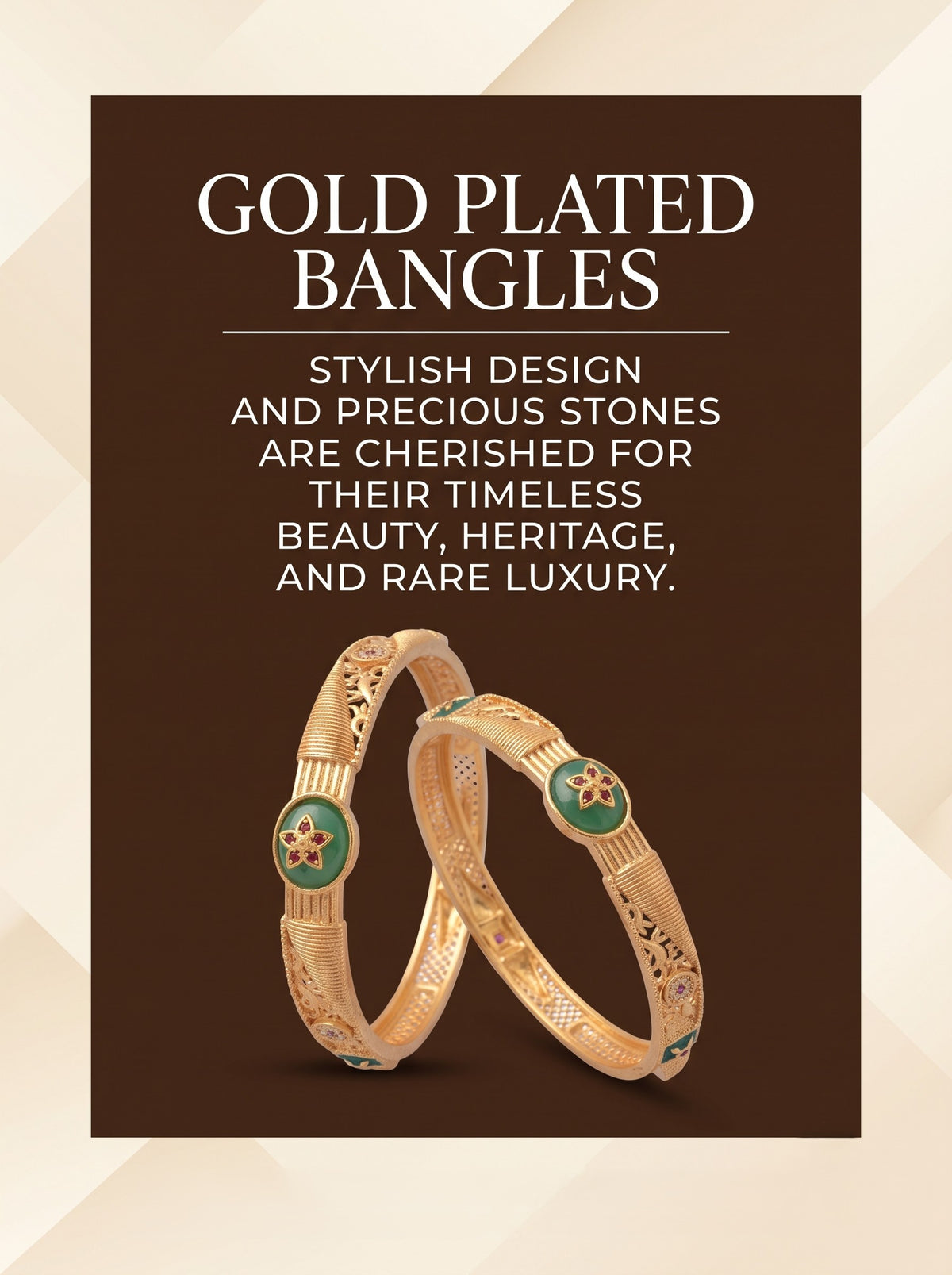 Premium Gold Finish Traditional Set of 2 Bangles for Women and Girls