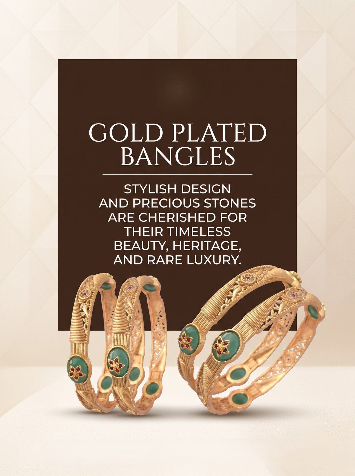 Premium Gold Finish Traditional Set of 4 Bangles for Women and Girls