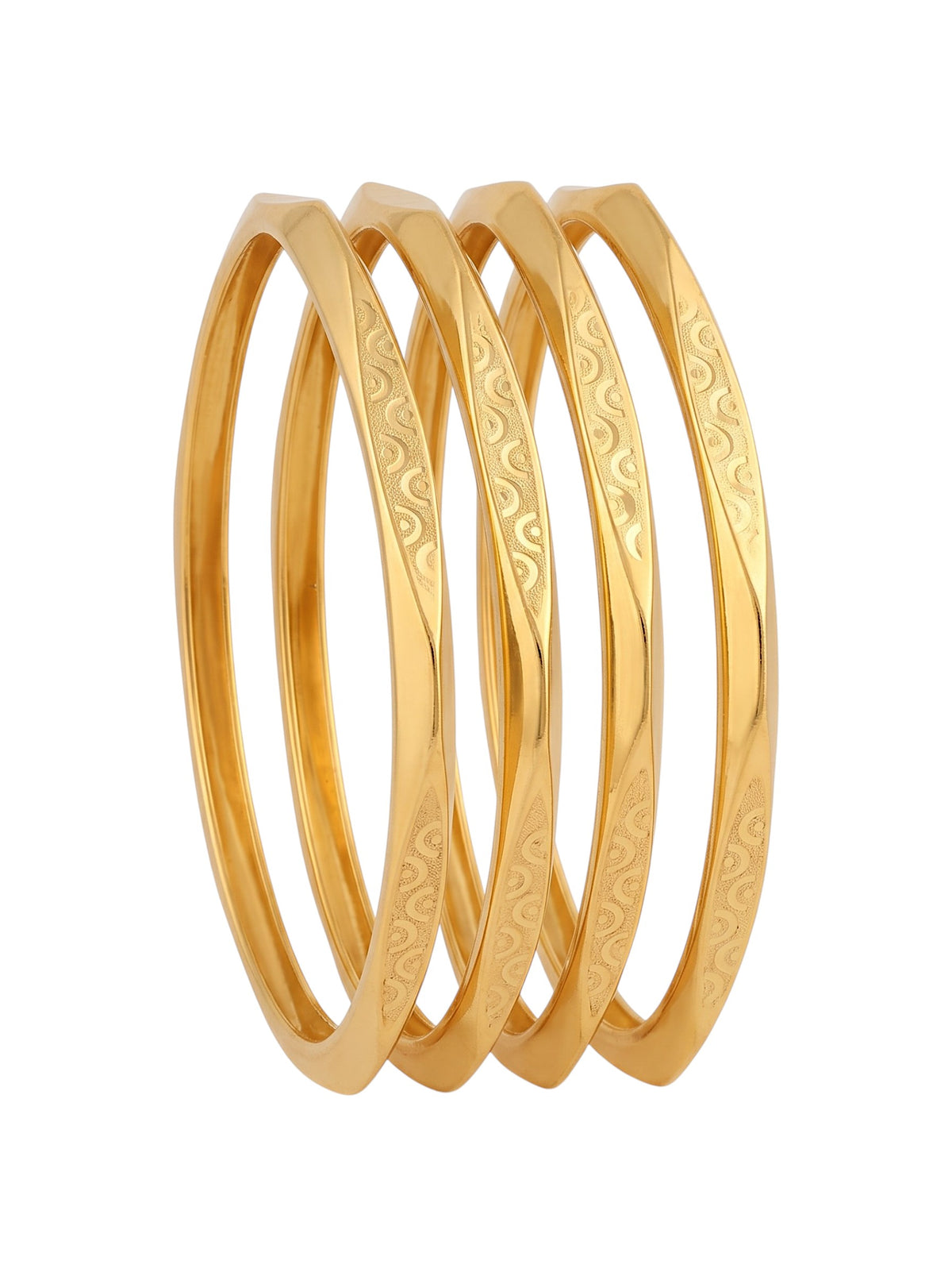 Premium Gold Finish Traditional Set of 4 Bangles for Women and Girls