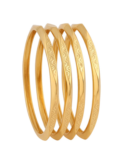 Premium Gold Finish Traditional Set of 4 Bangles for Women and Girls
