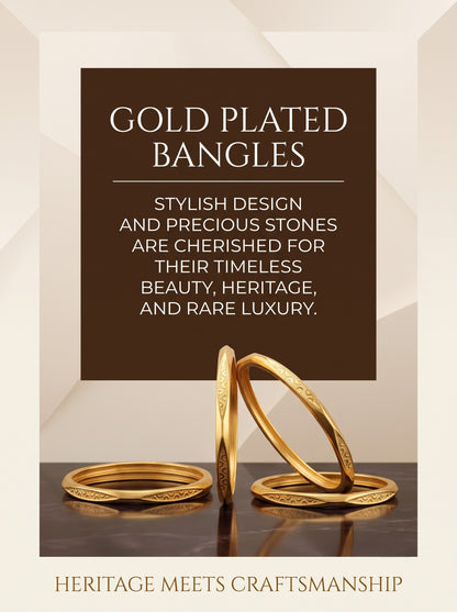 Premium Gold Finish Traditional Set of 4 Bangles for Women and Girls