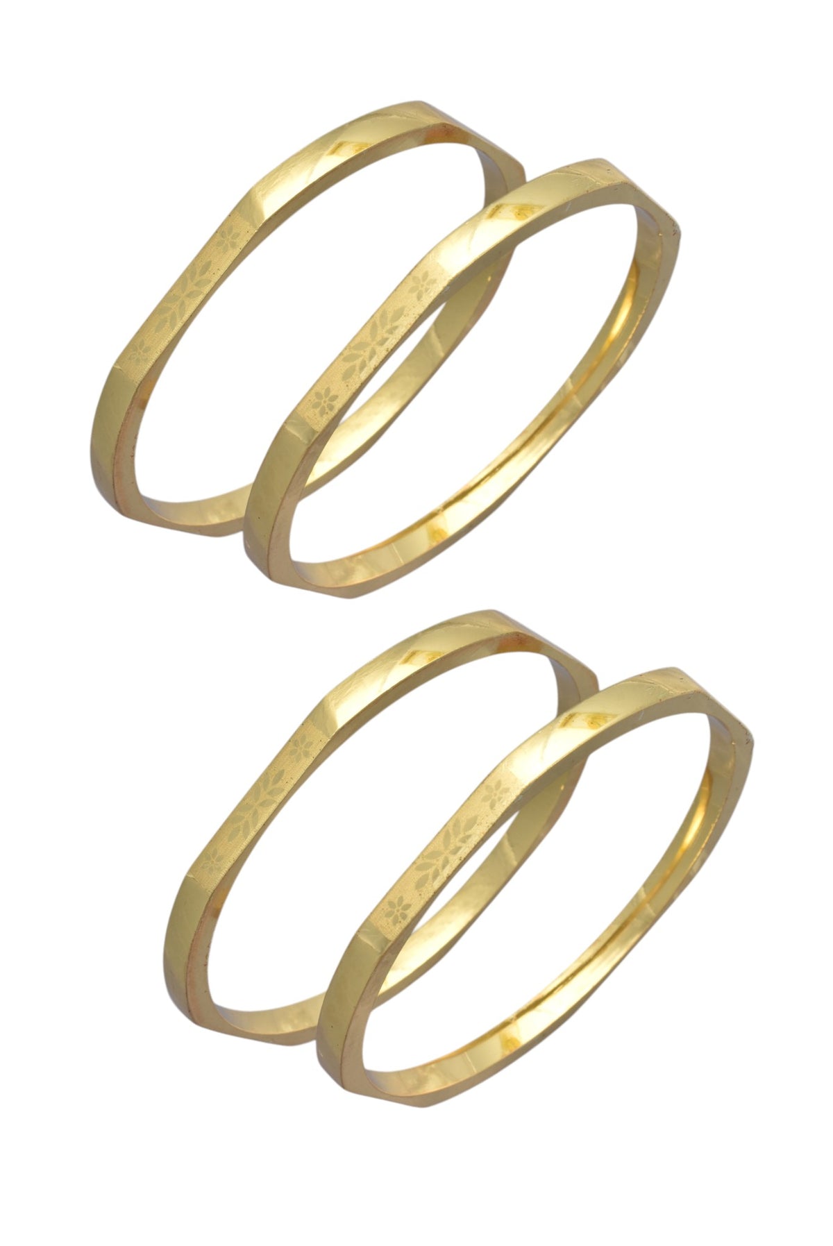 Premium Gold Finish Traditional Set of 4 Bangles for Women and Girls