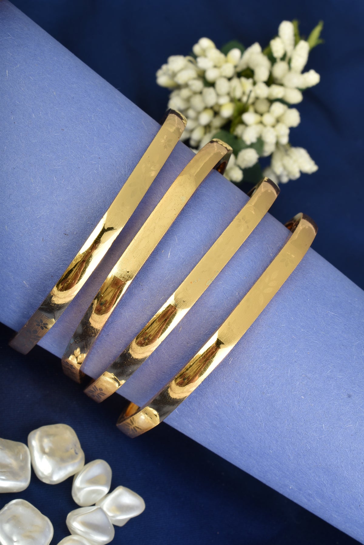 Premium Gold Finish Traditional Set of 4 Bangles for Women and Girls