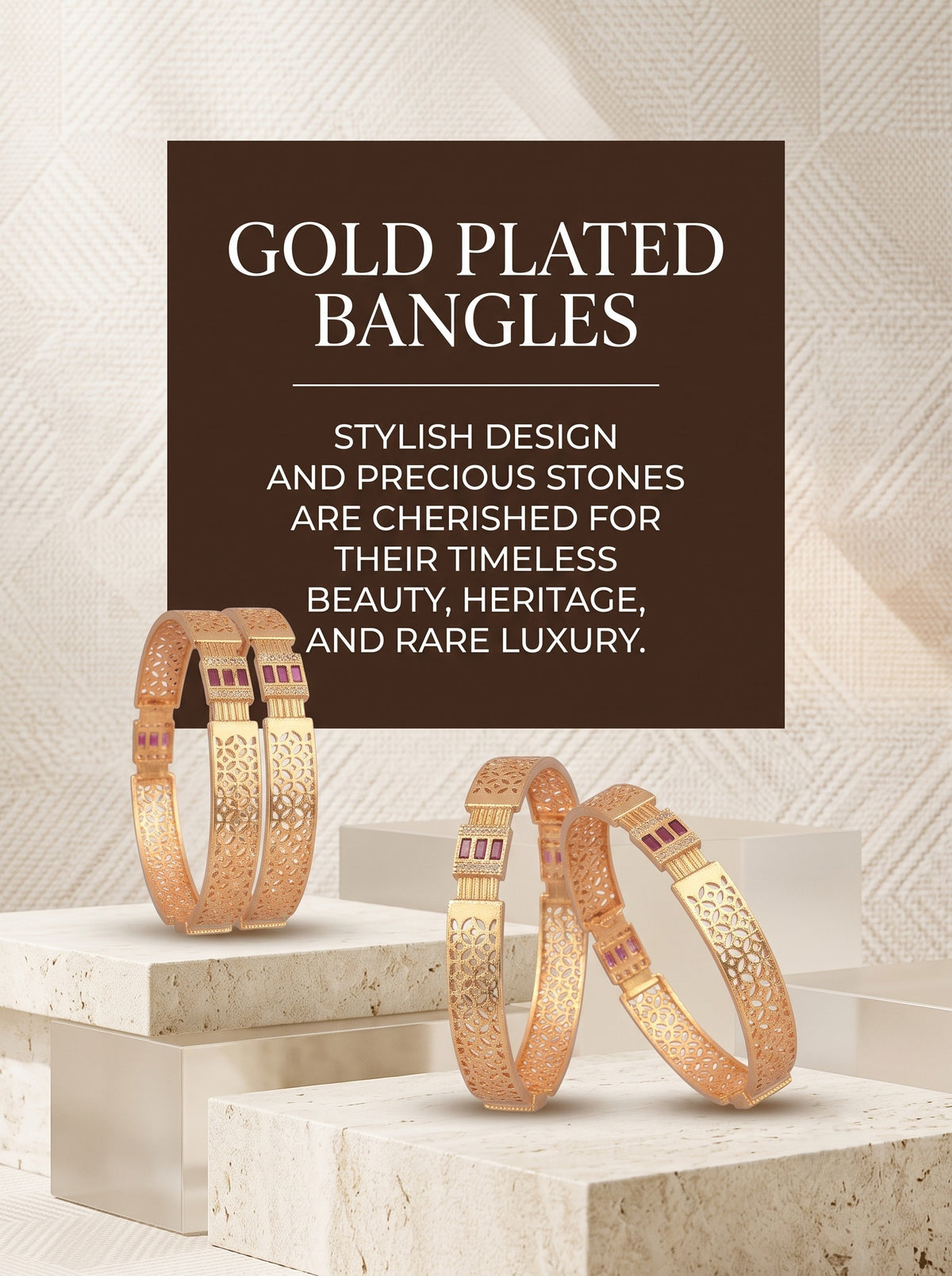 Premium Gold Finish Traditional Set of 4 Bangles for Women and Girls