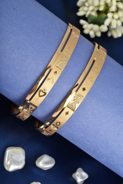 Premium Gold Finish Traditional Set of 2 Bangles for Women and Girls
