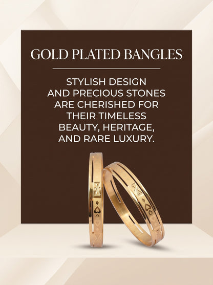 Premium Gold Finish Traditional Set of 2 Bangles for Women and Girls