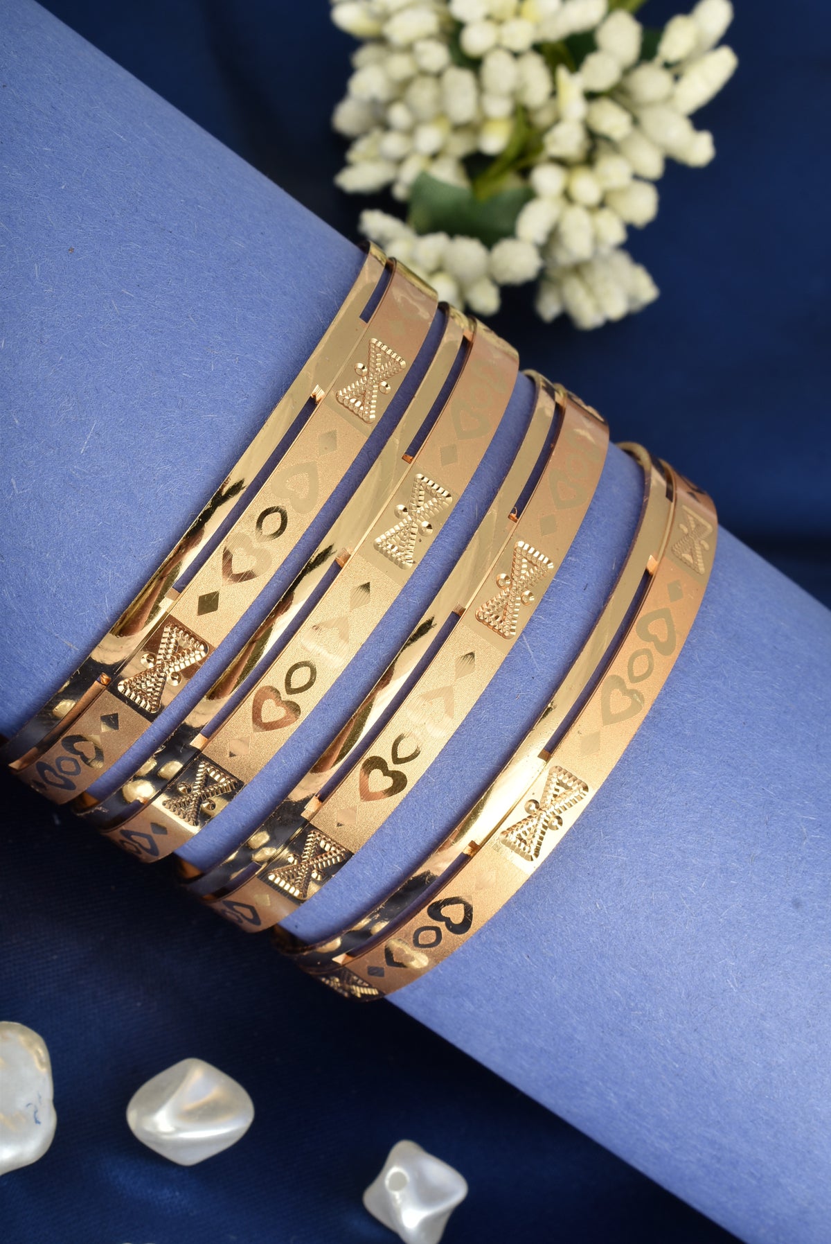 Premium Gold Finish Traditional set of 6 Bangles for Women and Girls