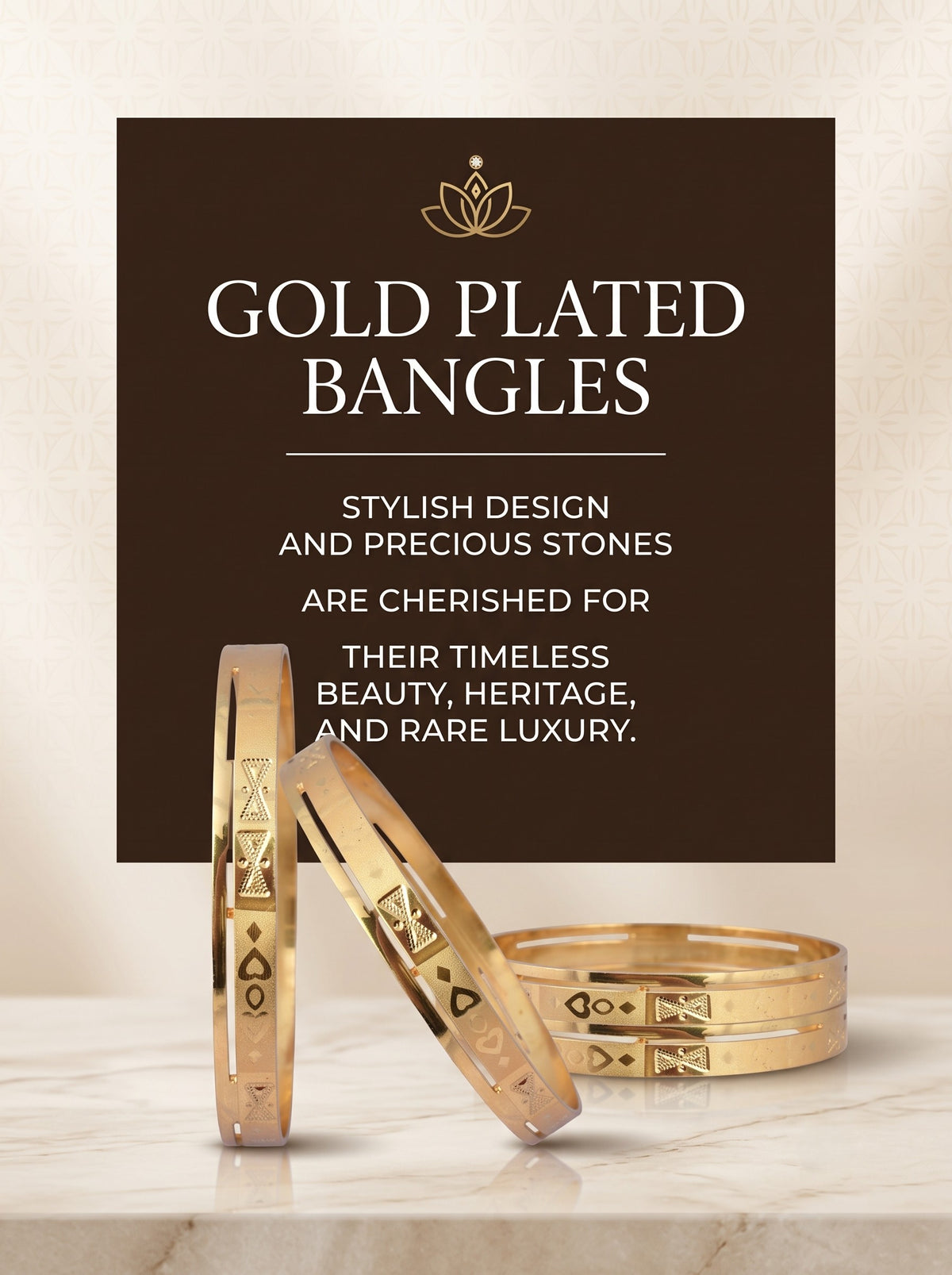 Premium Gold Finish Traditional set of 6 Bangles for Women and Girls
