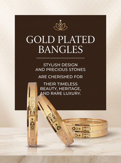 Premium Gold Finish Traditional set of 6 Bangles for Women and Girls
