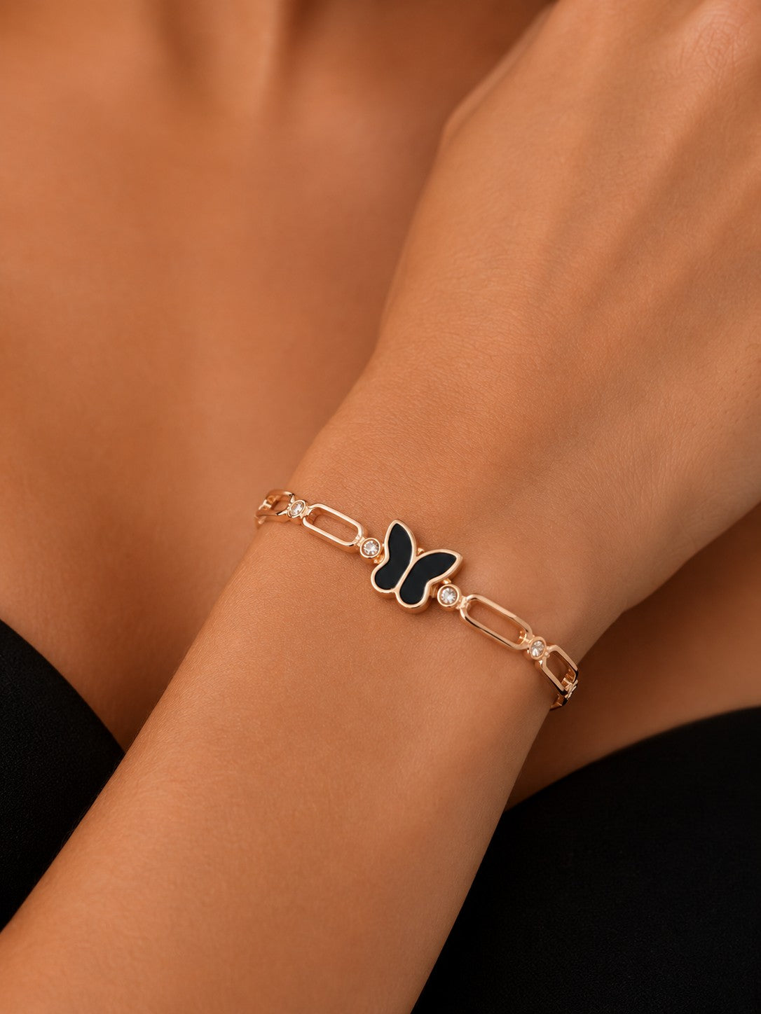 Women Rose Gold-Toned Embellished Premium Bracelet with Elegant Detailing
